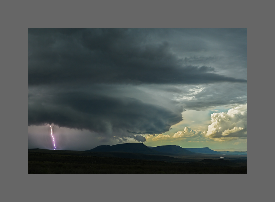 Bild des Monats April 2020 – Gewitter im Mountain Zebra NP, Südafrika - Bekannt für das Vorkommen des Kap-Bergzebras (Equus zebra zebra), einer stark gefährdeten Art